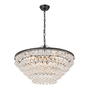 LightFixturesUSA - Luxury Glam Tiered Crystal Raindrop Round Chandelier - Chandelier - Black - 