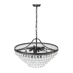 LightFixturesUSA - Luxury Glam Tiered Crystal Raindrop Round Chandelier - Chandelier - Black - 