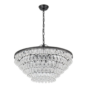 LightFixturesUSA - Luxury Glam Tiered Crystal Raindrop Round Chandelier - Chandelier - Black - 