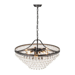 LightFixturesUSA - Luxury Glam Tiered Crystal Raindrop Round Chandelier - Chandelier - Black - 
