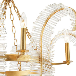 LightFixturesUSA - Luxury Gold Foiled Chic Antique Crystal Floral Chandelier - Chandelier - 35.4 in - 