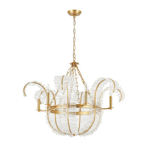 LightFixturesUSA - Luxury Gold Foiled Chic Antique Crystal Floral Chandelier - Chandelier - 35.4 in - 
