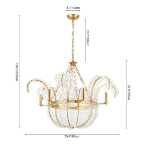 LightFixturesUSA - Luxury Gold Foiled Chic Antique Crystal Floral Chandelier - Chandelier - 35.4 in - 