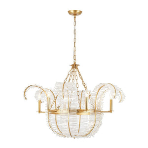 LightFixturesUSA - Luxury Gold Foiled Chic Antique Crystal Floral Chandelier - Chandelier - 35.4 in - 