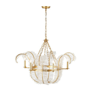 LightFixturesUSA - Luxury Gold Foiled Chic Antique Crystal Floral Chandelier - Chandelier - 35.4 in - 