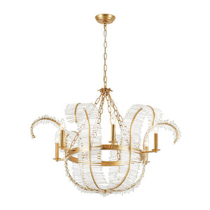 LightFixturesUSA - Luxury Gold Foiled Chic Antique Crystal Floral Chandelier - Chandelier - 35.4 in - 