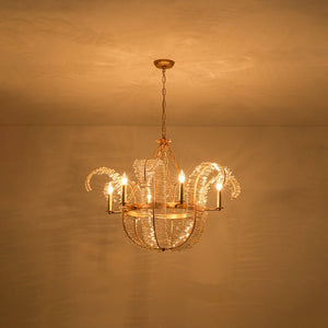 LightFixturesUSA - Luxury Gold Foiled Chic Antique Crystal Floral Chandelier - Chandelier - 35.4 in - 