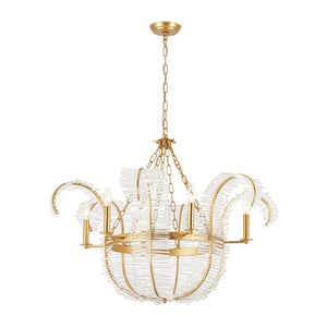 LightFixturesUSA - Luxury Gold Foiled Chic Antique Crystal Floral Chandelier - Chandelier - 35.4 in - 