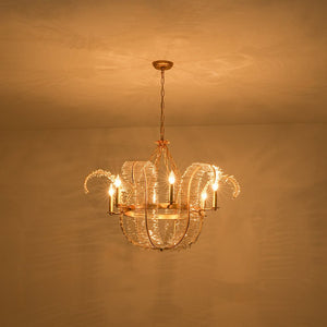 LightFixturesUSA - Luxury Gold Foiled Chic Antique Crystal Floral Chandelier - Chandelier - 35.4 in - 