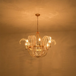 LightFixturesUSA - Luxury Gold Foiled Chic Antique Crystal Floral Chandelier - Chandelier - 35.4 in - 