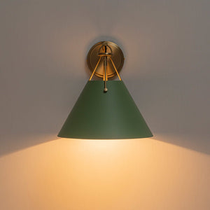LightFixturesUSA - Macaron Brass Green 1 - Light Iron Conical Wall Sconce - Wall Sconce - Green - 
