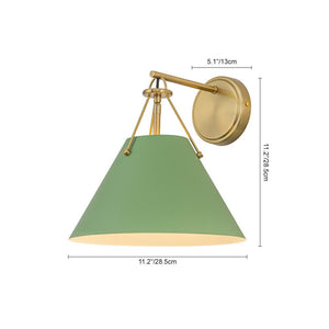 LightFixturesUSA - Macaron Brass Green 1 - Light Iron Conical Wall Sconce - Wall Sconce - Green - 