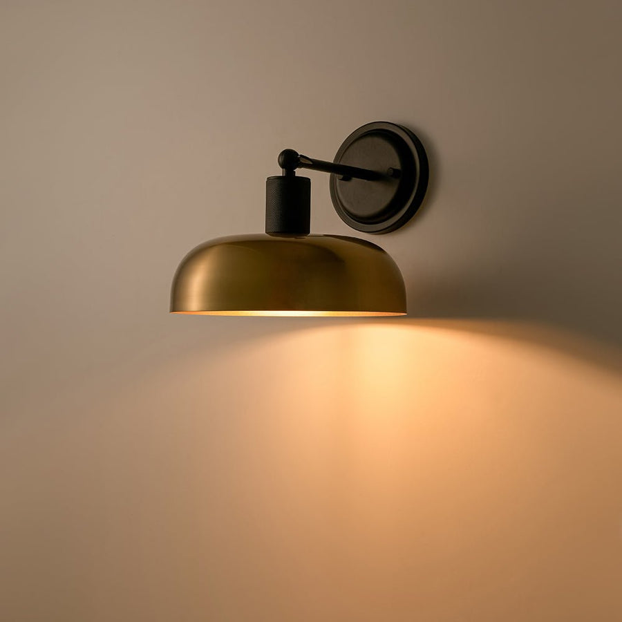 LightFixturesUSA - Mid - Century 1 - Light Black Brass Metal Dome Wall Sconce - Wall Sconce - 10 in. - 