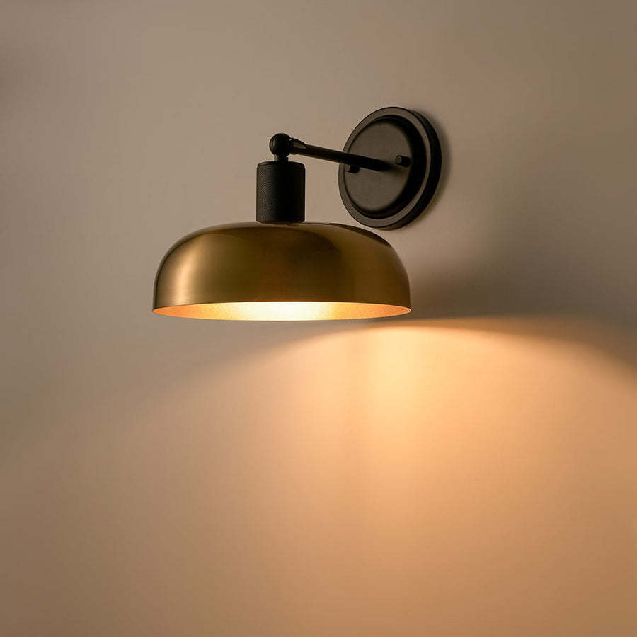 LightFixturesUSA - Mid - Century 1 - Light Black Brass Metal Dome Wall Sconce - Wall Sconce - 10 in. - 