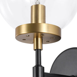 LightFixturesUSA - Mid - Century 1 - Light Clear Glass Globe Vanity Wall Sconce - Wall Sconce - 2 Packs - 