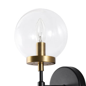 LightFixturesUSA - Mid - Century 1 - Light Clear Glass Globe Vanity Wall Sconce - Wall Sconce - 2 Packs - 