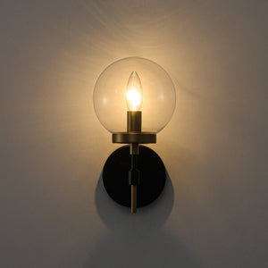 LightFixturesUSA - Mid - Century 1 - Light Clear Glass Globe Vanity Wall Sconce - Wall Sconce - 2 Packs - 