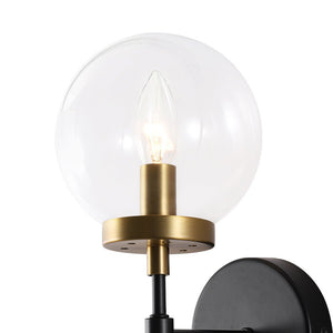 LightFixturesUSA - Mid - Century 1 - Light Clear Glass Globe Vanity Wall Sconce - Wall Sconce - 2 Packs - 
