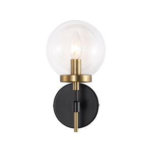 LightFixturesUSA - Mid - Century 1 - Light Clear Glass Globe Vanity Wall Sconce - Wall Sconce - 2 Packs - 