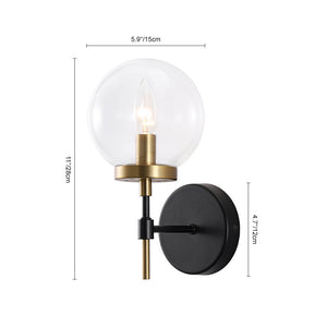 LightFixturesUSA - Mid - Century 1 - Light Clear Glass Globe Vanity Wall Sconce - Wall Sconce - 2 Packs - 