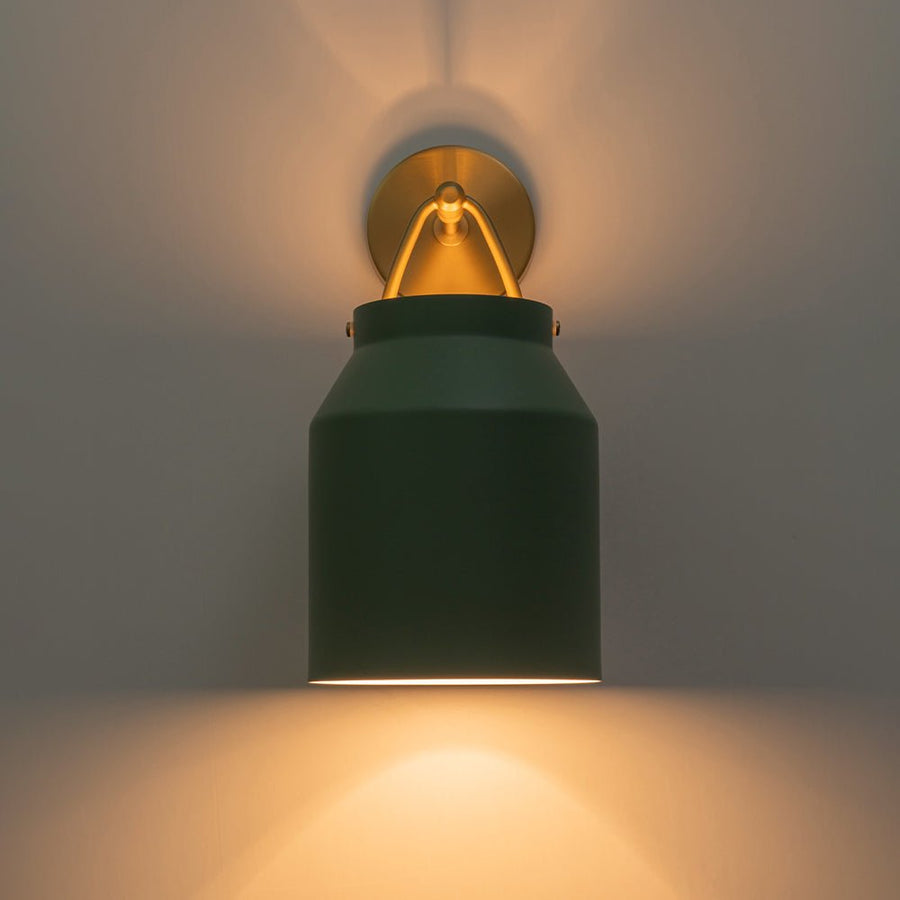 LightFixturesUSA - Mid - Century 1 - Light Hanging Jar Shade Wall Sconce - Wall Sconce - Green Metal - 