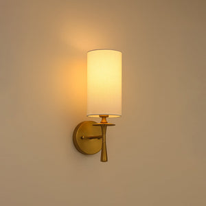 LightFixturesUSA-Mid-Century 1-Light Linen Fabric Cylinder Vanity Wall Sconce-Wall Sconce-2 Packs-