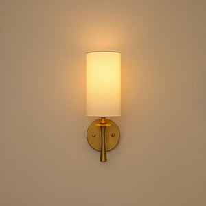 LightFixturesUSA-Mid-Century 1-Light Linen Fabric Cylinder Vanity Wall Sconce-Wall Sconce-2 Packs-