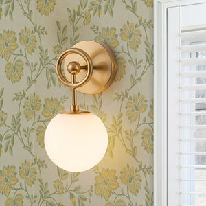 LightFixturesUSA - Mid - Century 1 - Light Opal Glass Globe Armed Vanity Wall Sconce - Wall Sconce - 1 Pack - 