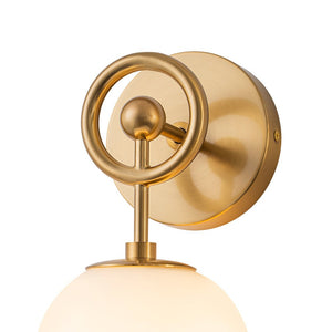 LightFixturesUSA - Mid - Century 1 - Light Opal Glass Globe Armed Vanity Wall Sconce - Wall Sconce - 2 Packs - 