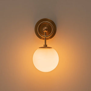 LightFixturesUSA - Mid - Century 1 - Light Opal Glass Globe Armed Vanity Wall Sconce - Wall Sconce - 2 Packs - 