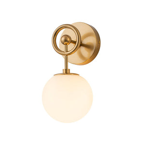 LightFixturesUSA - Mid - Century 1 - Light Opal Glass Globe Armed Vanity Wall Sconce - Wall Sconce - 2 Packs - 
