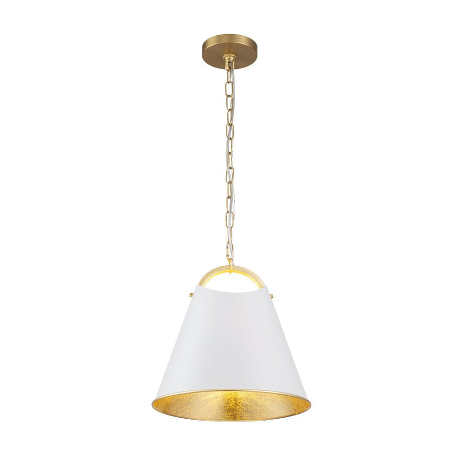 LightFixturesUSA - Mid - Century 1 - Light White Gold Metal Conical Pendant Light - Pendant Light - 11.8 in. - 