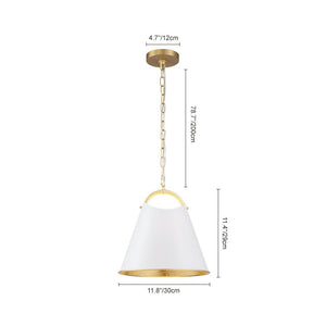 LightFixturesUSA - Mid - Century 1 - Light White Gold Metal Conical Pendant Light - Pendant Light - 11.8 in. - 