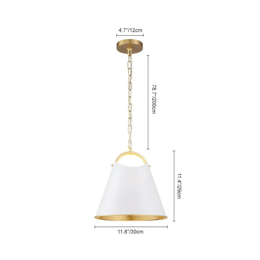 LightFixturesUSA - Mid - Century 1 - Light White Gold Metal Conical Pendant Light - Pendant Light - 11.8 in. - 