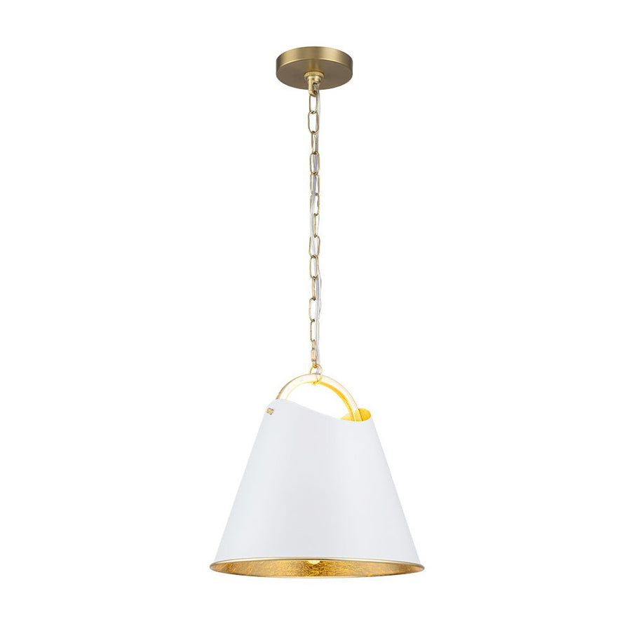 LightFixturesUSA - Mid - Century 1 - Light White Gold Metal Conical Pendant Light - Pendant Light - 11.8 in. - 