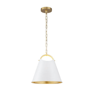 LightFixturesUSA - Mid - Century 1 - Light White Gold Metal Conical Pendant Light - Pendant Light - 11.8 in. - 