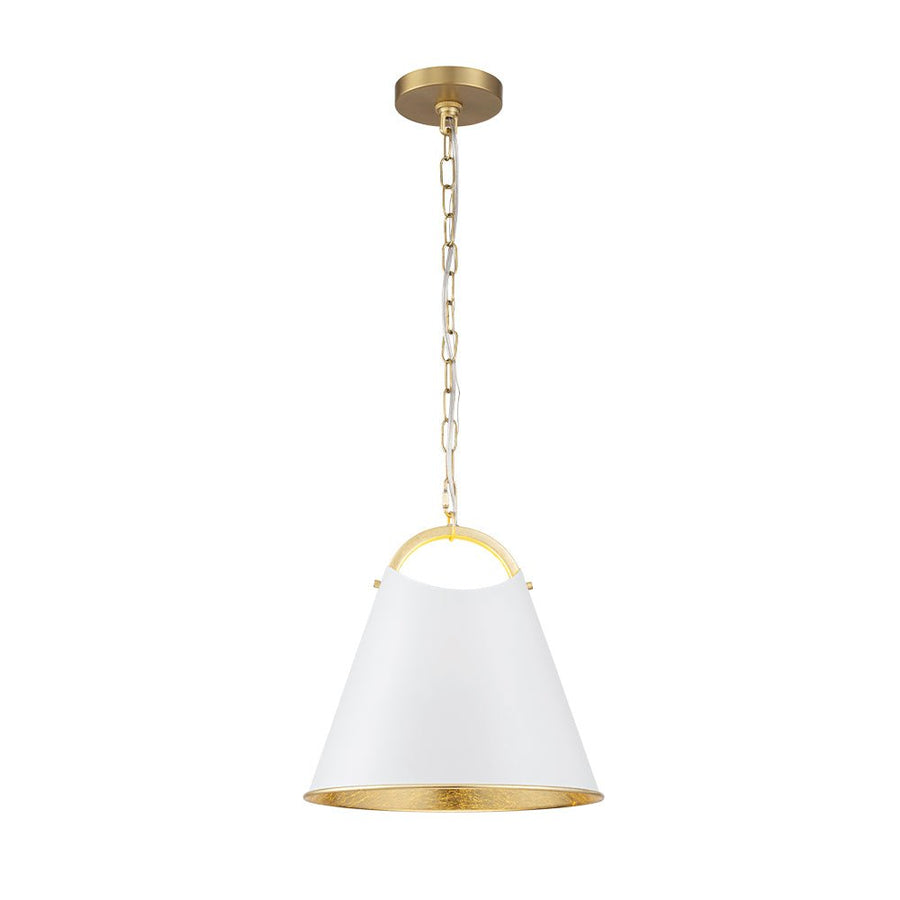 LightFixturesUSA - Mid - Century 1 - Light White Gold Metal Conical Pendant Light - Pendant Light - 11.8 in. - 