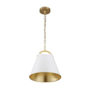 LightFixturesUSA - Mid - Century 1 - Light White Gold Metal Conical Pendant Light - Pendant Light - 11.8 in. - 