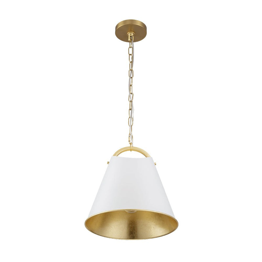 LightFixturesUSA - Mid - Century 1 - Light White Gold Metal Conical Pendant Light - Pendant Light - 11.8 in. - 