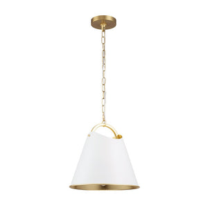 LightFixturesUSA - Mid - Century 1 - Light White Gold Metal Conical Pendant Light - Pendant Light - 11.8 in. - 
