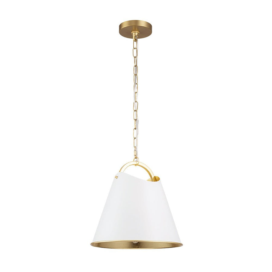 LightFixturesUSA - Mid - Century 1 - Light White Gold Metal Conical Pendant Light - Pendant Light - 11.8 in. - 