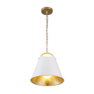 LightFixturesUSA - Mid - Century 1 - Light White Gold Metal Conical Pendant Light - Pendant Light - 11.8 in. - 