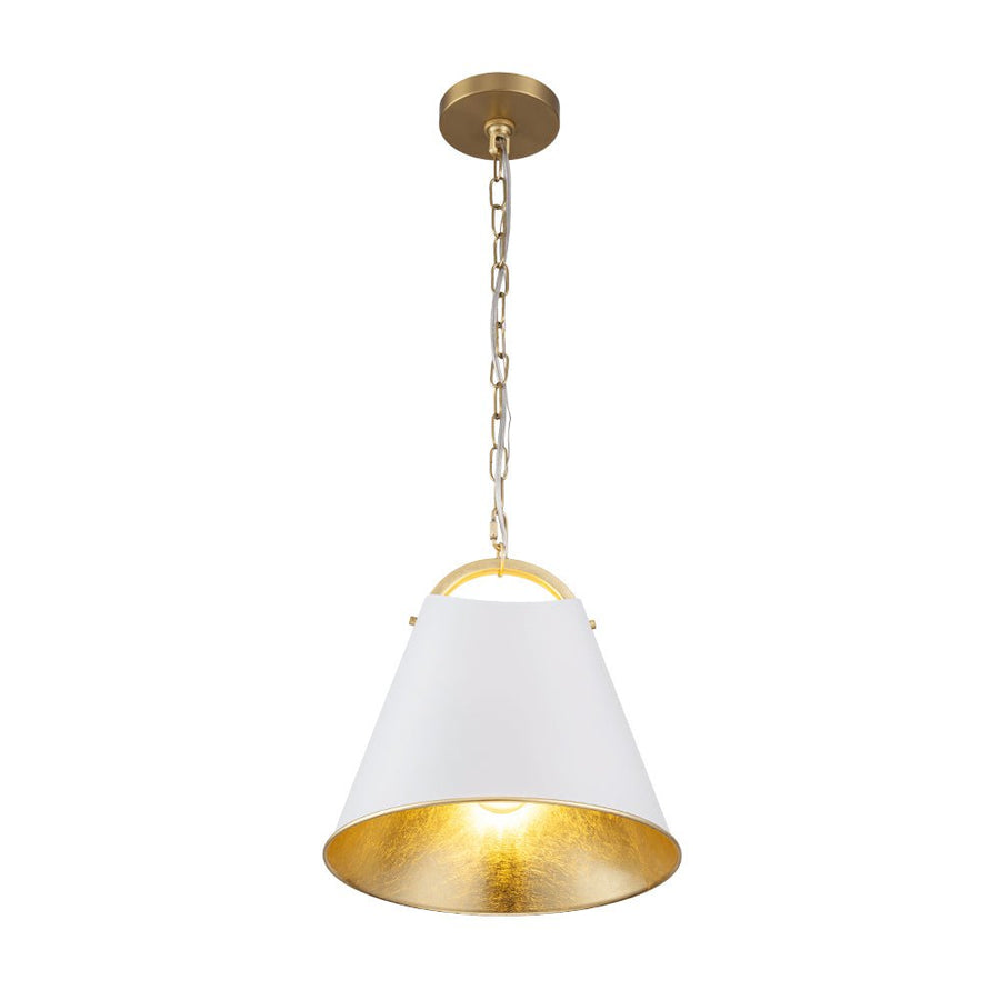 LightFixturesUSA - Mid - Century 1 - Light White Gold Metal Conical Pendant Light - Pendant Light - 11.8 in. - 