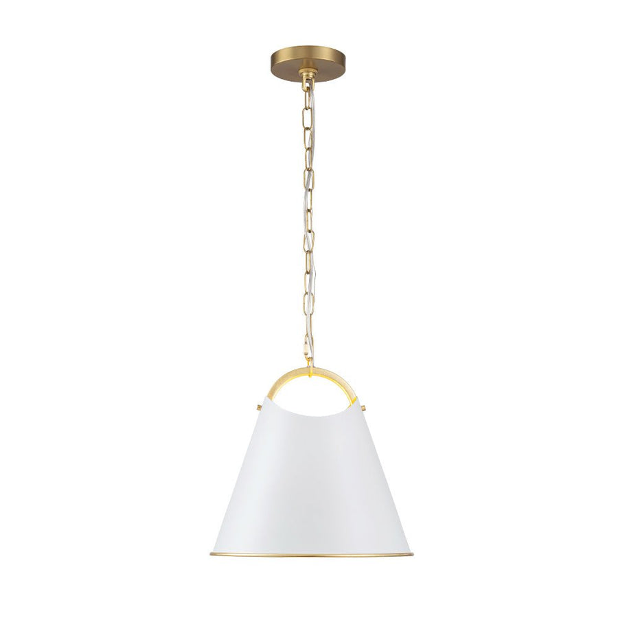 LightFixturesUSA - Mid - Century 1 - Light White Gold Metal Conical Pendant Light - Pendant Light - 11.8 in. - 