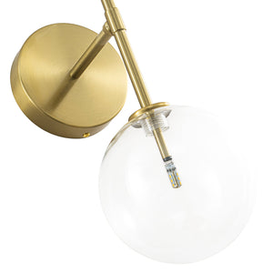 LightFixturesUSA-Mid-Century 2-Light Up and Down Glass Globe Wall Sconce-Wall Sconce-Brass-