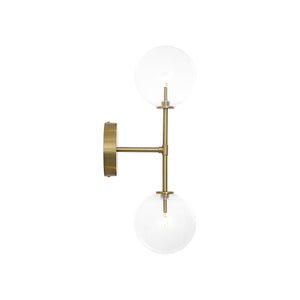 LightFixturesUSA-Mid-Century 2-Light Up and Down Glass Globe Wall Sconce-Wall Sconce-Brass-
