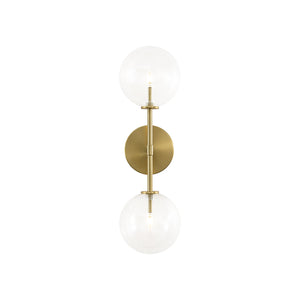 LightFixturesUSA-Mid-Century 2-Light Up and Down Glass Globe Wall Sconce-Wall Sconce-Brass-