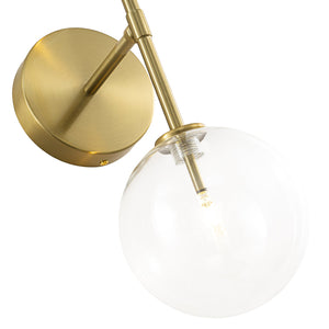 LightFixturesUSA-Mid-Century 2-Light Up and Down Glass Globe Wall Sconce-Wall Sconce-Brass-