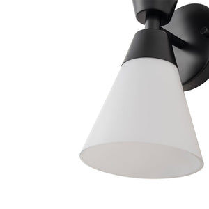LightFixturesUSA - Mid - Century 2 - Light Up Down Opal Glass Cone Wall Sconce - Wall Sconce - Black - 
