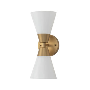 LightFixturesUSA - Mid - Century 2 - Light Up Down Opal Glass Cone Wall Sconce - Wall Sconce - Black - 